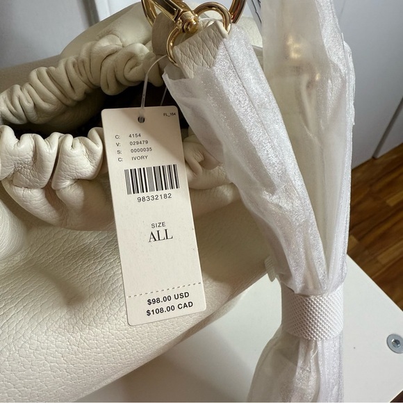 Anthropologie - Mali + Lili Nala Scrunched Faux Leather Bag Ivory Crossbody NWT - Picture 8 of 13